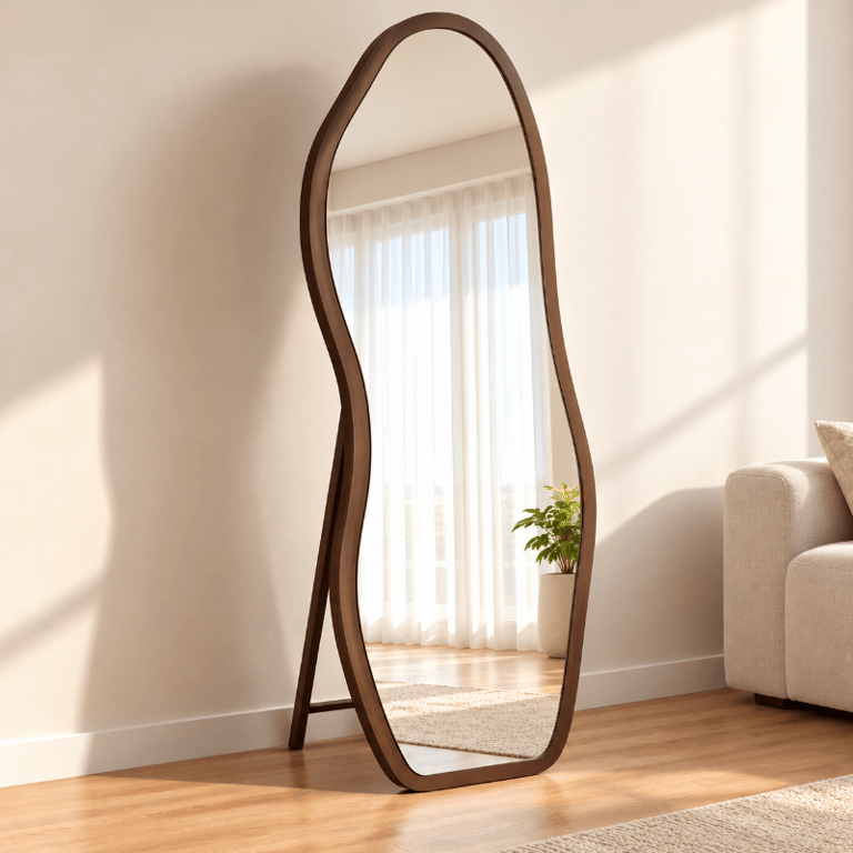 Espelho de Corpo Inteiro 160x50cm Grande com Moldura Orgânica Ondulada Moderno Decorativo