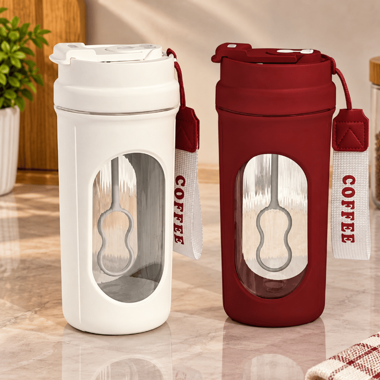 Copo Misturador Elétrico Automático 450ml Recarregável USB Tipo C com Tampa Visor Transparente e Alça Portátil 