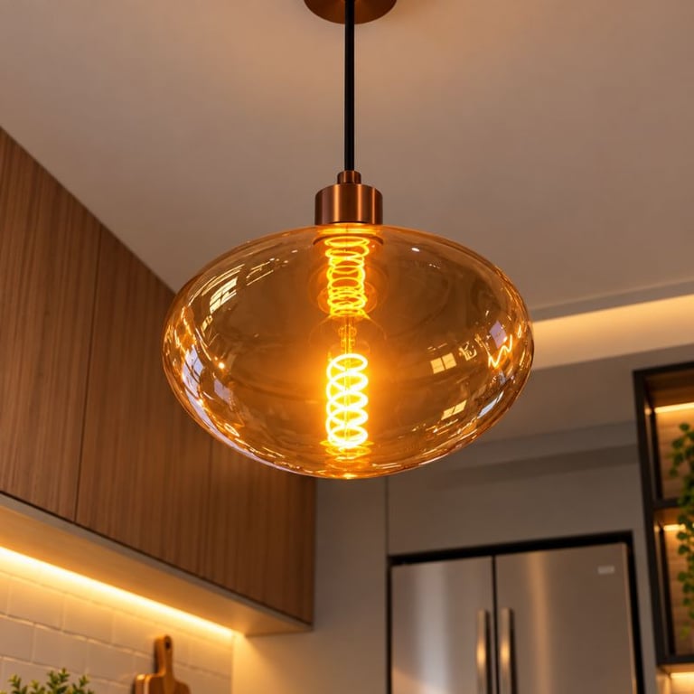 Lâmpada De Filamento LED Formato Cogumelo Âmbar 2200K Luz Quente