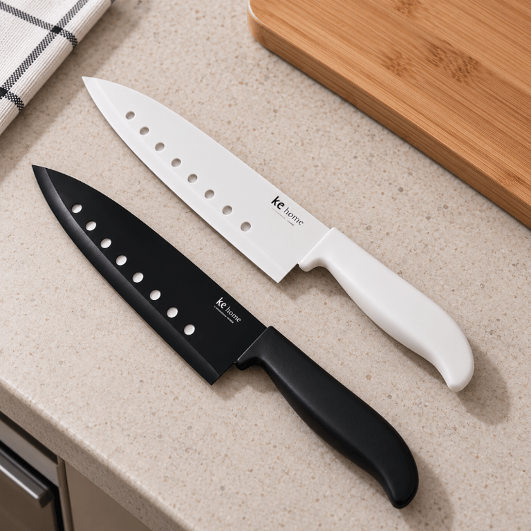 Faca do Chef Alveolar 8 Polegadas em Aço Inox Resistente com Lâmina Perfurada e Cabo Ergonômico 
