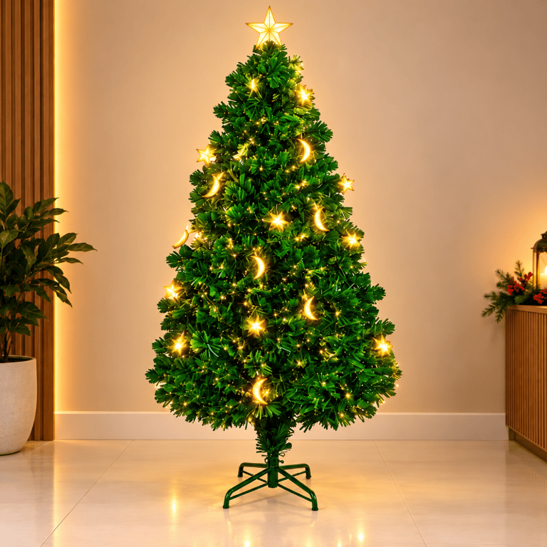 Árvore De Natal 1,5 Metros Com Luzes LED Estrela E Lua
