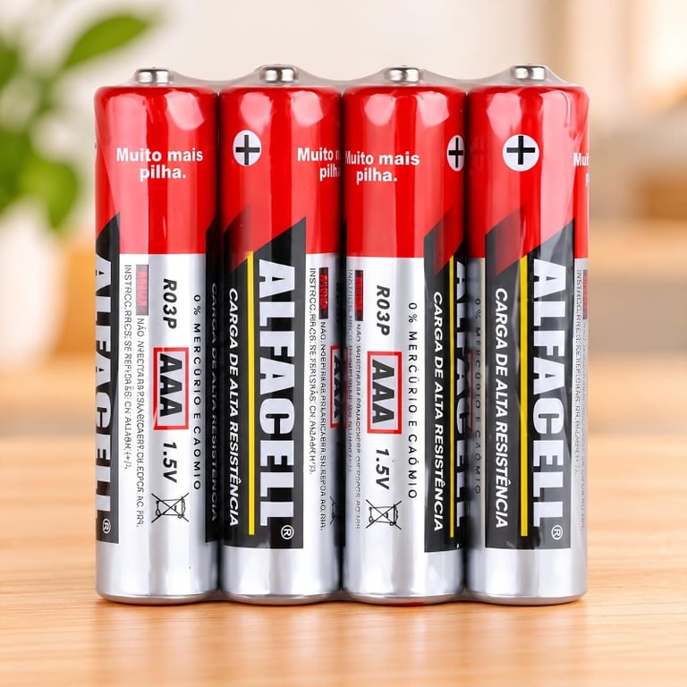 Pilhas Palito Alfacell AAA 1,5V – Kit Com 4 Unidades