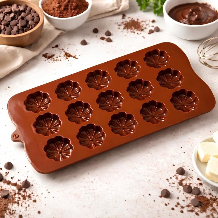 Forma De Silicone Em Formato De Flor Multiuso Para Chocolate E Gelo