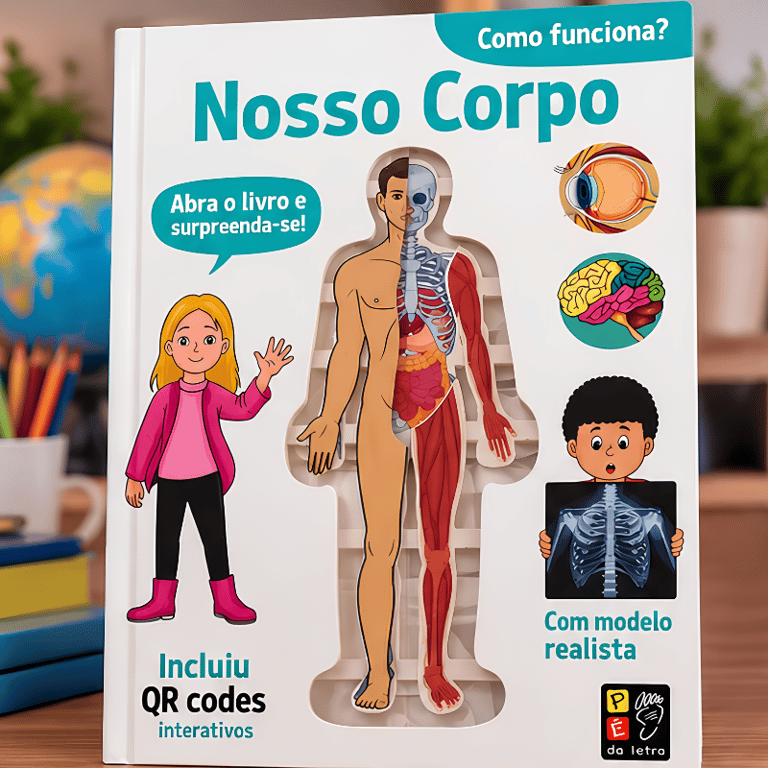 Livro Interativo Nosso Corpo Infantil Com Modelo Realista Sistema Corporal E Atividades Educativas