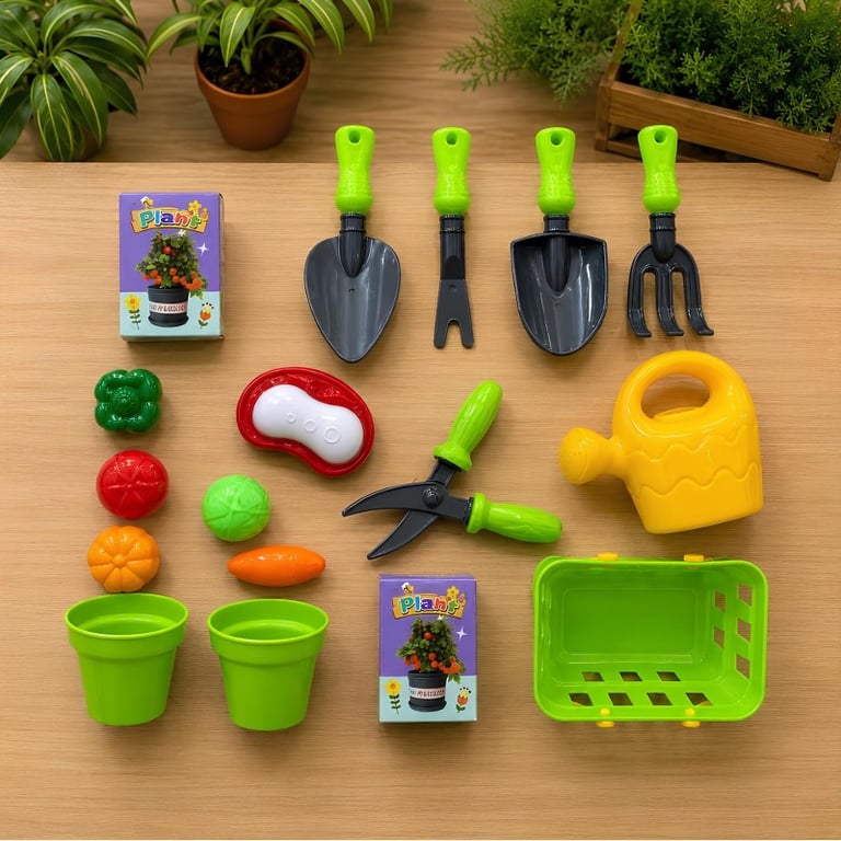 Kit De Jardinagem Infantil Com 17 Peças