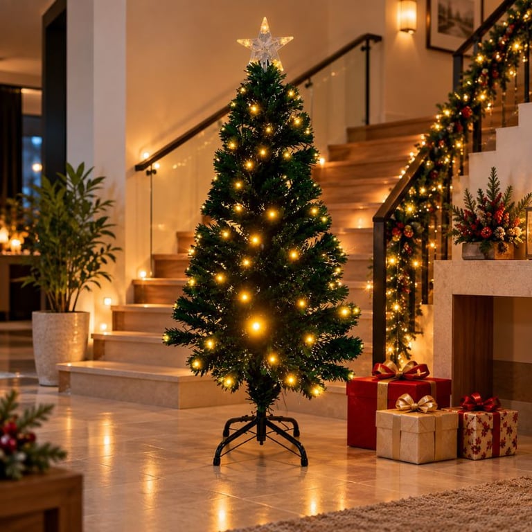 Árvore De Natal LED 1,5 Metros Com Estrela E Base