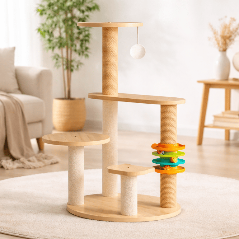 Arranhador Para Gatos Com Plataformas E Brinquedos Interativos