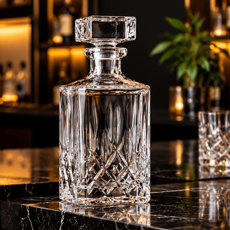 Garrafa De Vidro 1 Litro Com Tampa Efeito Lapidado Para Whisky Água E Bebidas