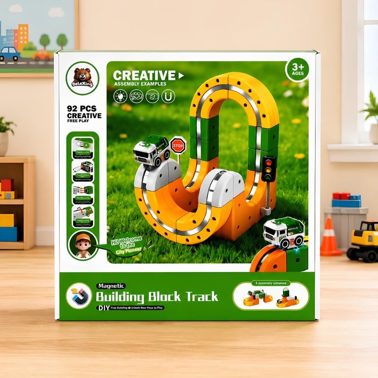 Brinquedo Pista Magnética De Montar DIY 92 Peças Com Carrinho