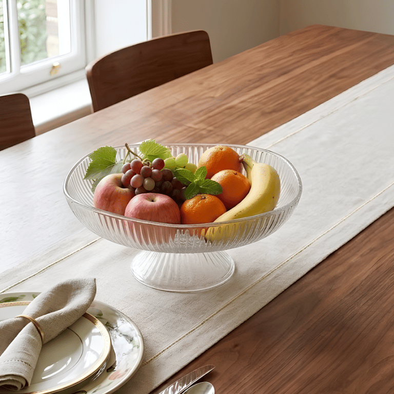 Fruteira De Plástico  Com Pé Decorativa Elegância E Sofisticação Para Sua Mesa