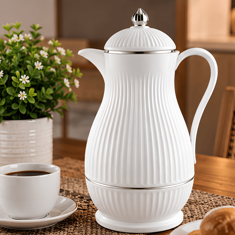 Garrafa Térmica De 1 Litro Com Design Canelado Sofisticado Alça Ergonômica E Tampa Decorativa Para Servir Café E Bebida