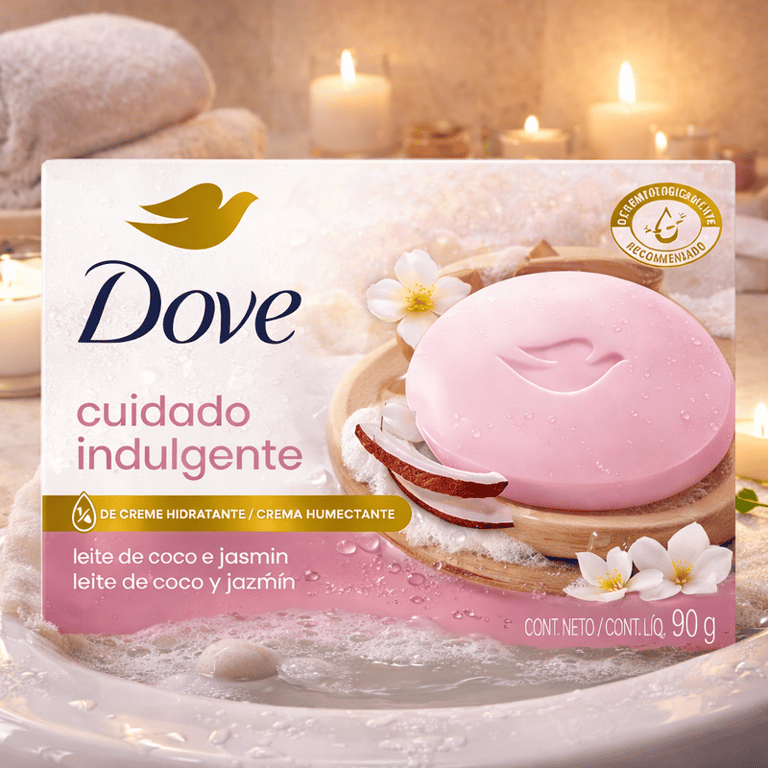 Sabonete em Barra Dove Cuidado Indulgente Leite de Coco e Jasmim 90g
