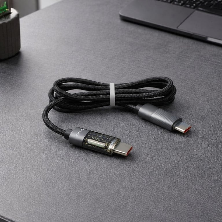 Cabo USB-C 65W Com Display Digital E LED Inteligente