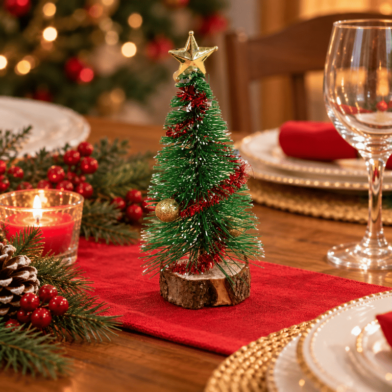 Miniatura Árvore De Natal Decorativa Com Estrela Dourada
