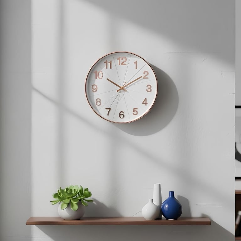 Relógio De Parede Moderno Rose Gold Elegante 30cm