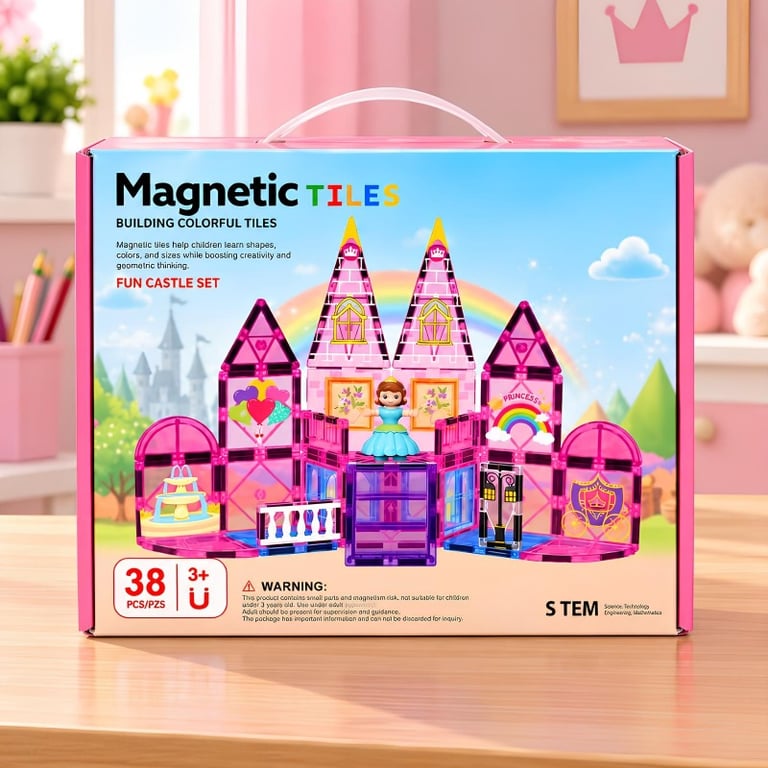 Blocos Magnéticos Castelo De Princesa 38 Peças 
