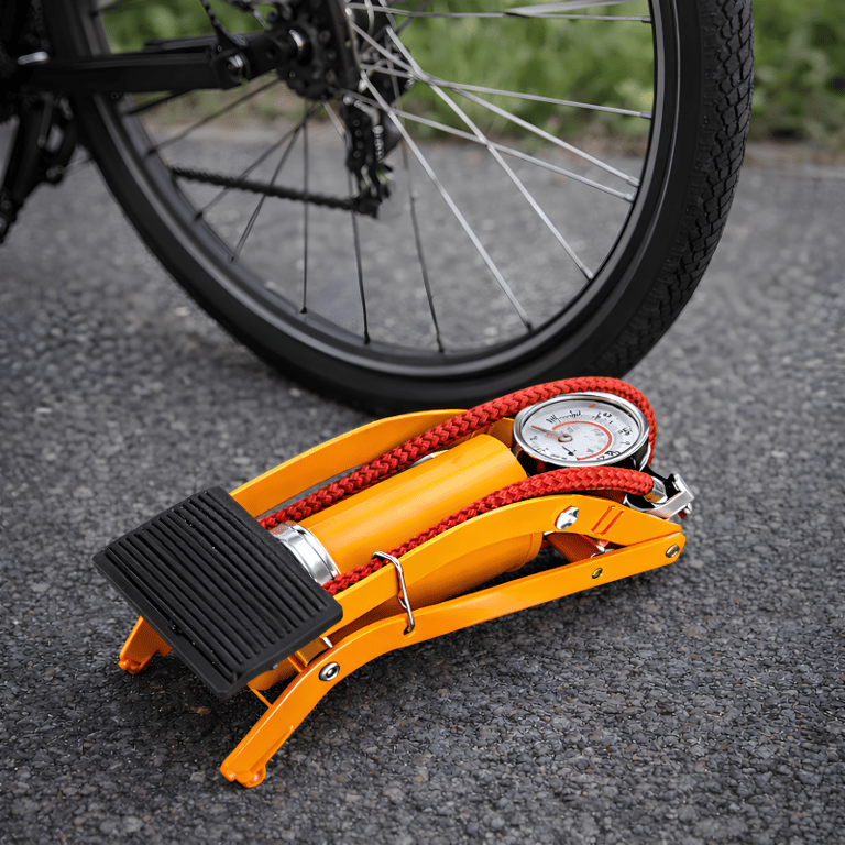 Bomba De Ar Pedal Portátil Com Manômetro Integrado Ideal Para Bicicletas Motos E Infláveis
