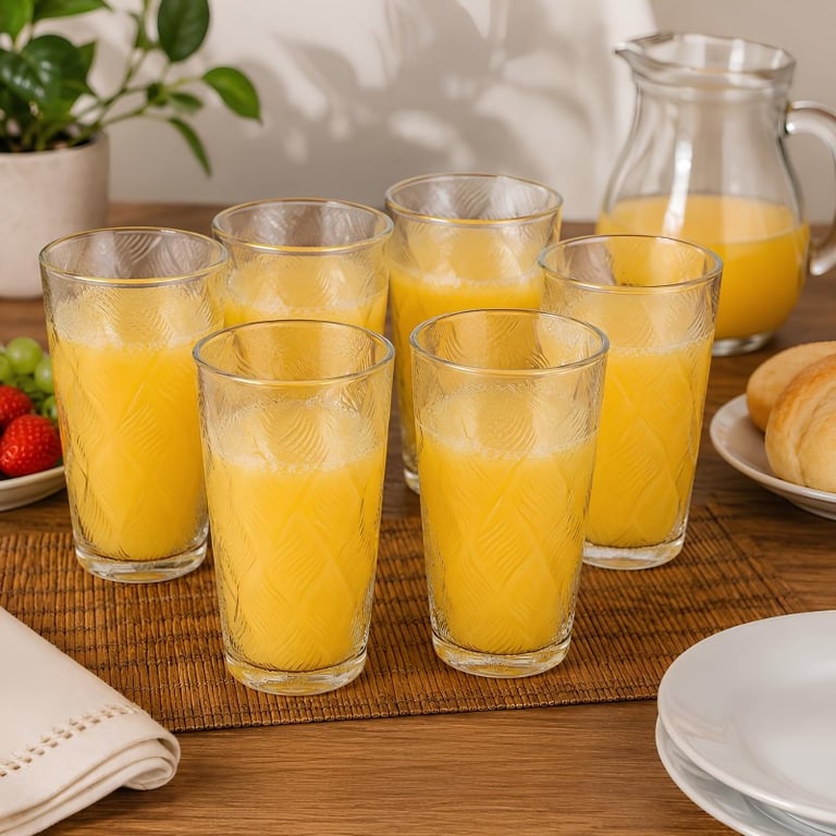 Jogo De Copos De Vidro Transparente Com Seis Peças 420ml