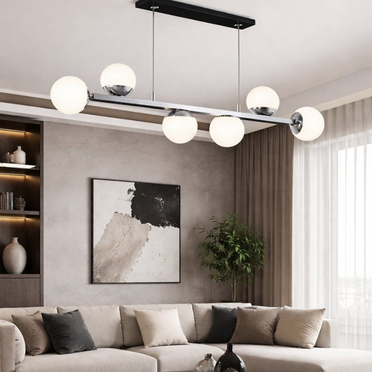 Pendente de LED Cromado com 6 Globos