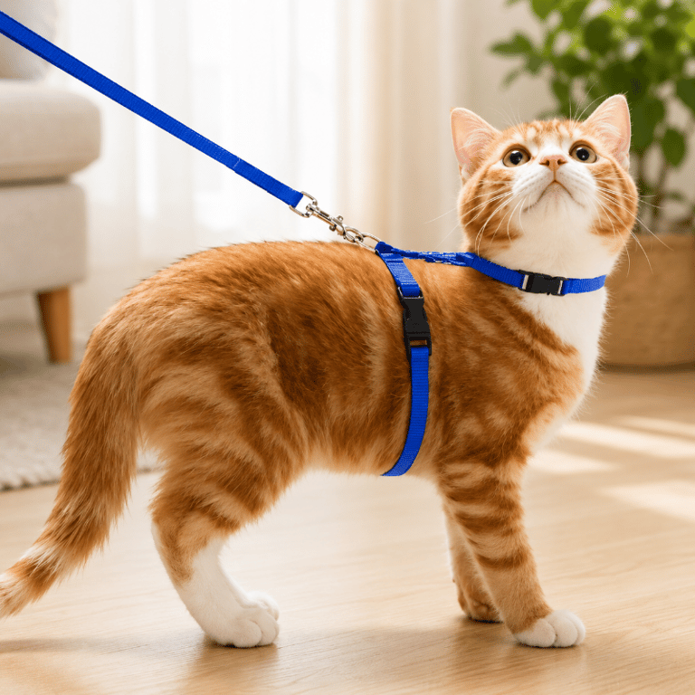 Peitoral Ajustável Para Gatos Com Guia E Fecho Seguro