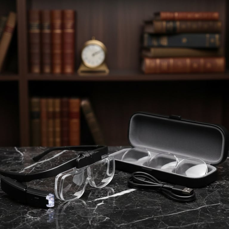 Lupa De Cabeça Estilo Óculos Com Luz Led Bateria Recarregável