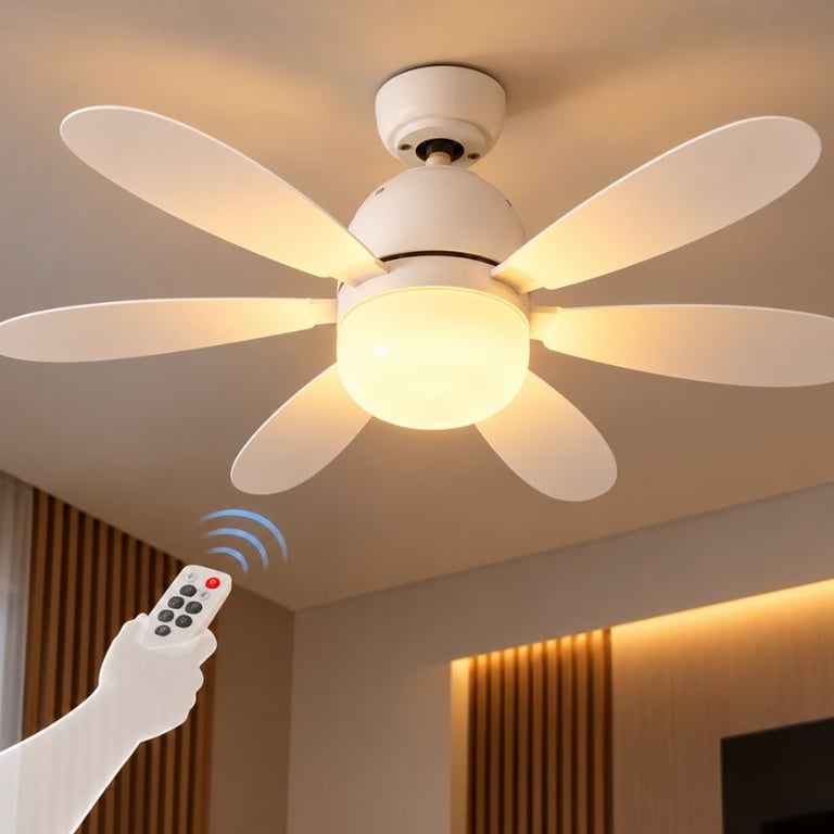 Luminária LED Com Ventilador De Teto 80W Controle Remoto