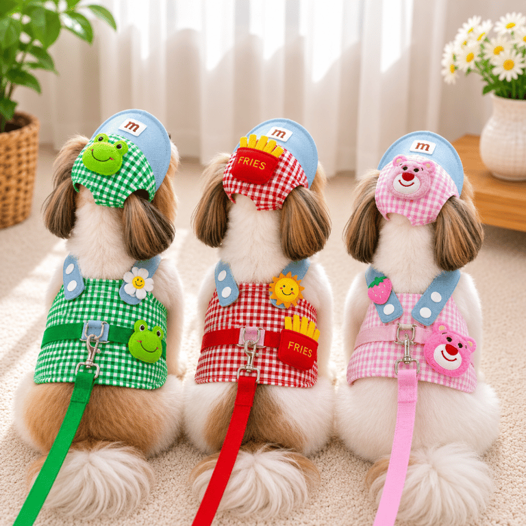 Kit Peitoral Com Boné E Guia Para Pets
