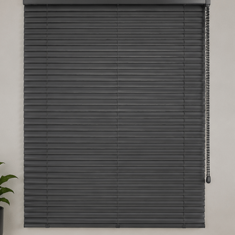 Persiana Horizontal Em PVC 25mm 100x160cm Chumbo Para Controle De Luz E Privacidade