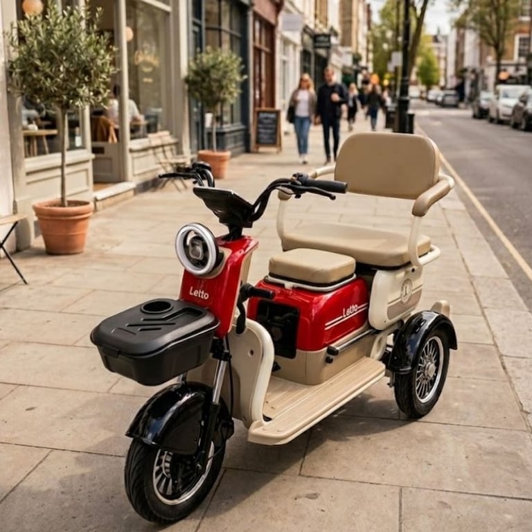 F39 Triciclo Elétrico Letto 8 Polegadas Com Assento Conforto Mobilidade Urbana Estável Cesto Frontal Ideal Para Uso Diário