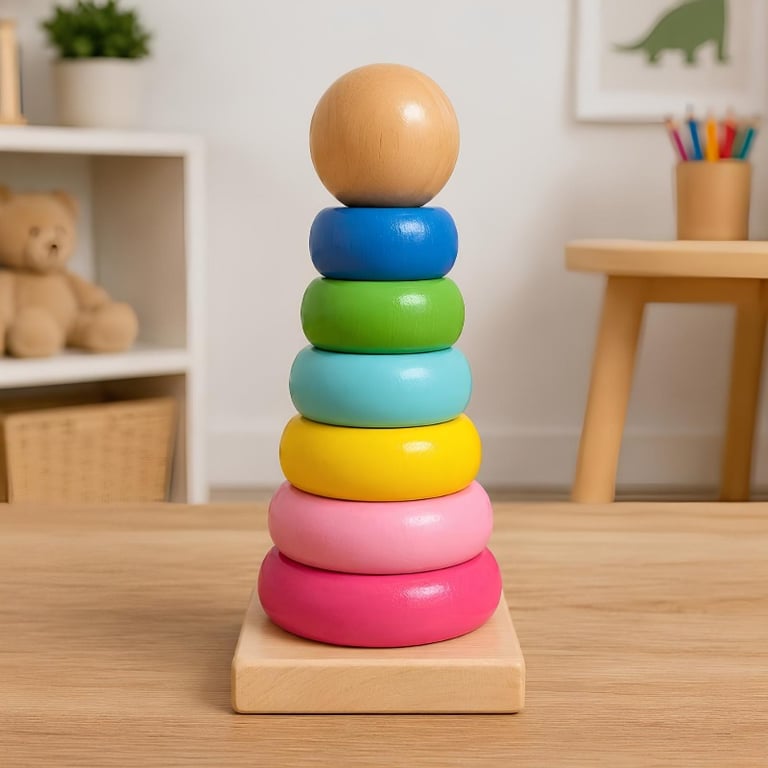 Brinquedo Educativo Torre De Empilhar Geométrica Colorida