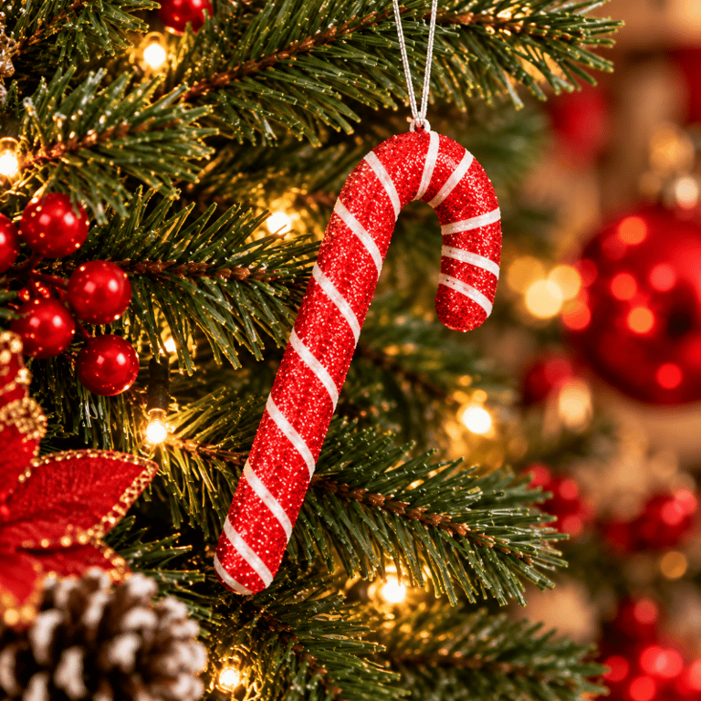 Bengala De Natal 20cm Vermelha E Branca Enfeite Decorativo Para Árvore