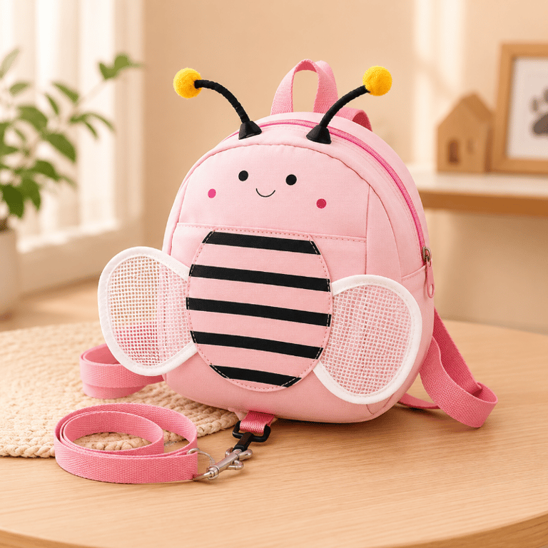 Mochila Com Guia Para Pet Formato Abelhinha Rosa