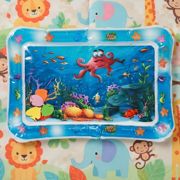 Tapete Aquático Sensorial Inflável Para Bebê Tummy Time