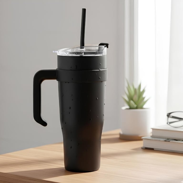 Copo Térmico Grande Com Canudo E Alça De 1200ml