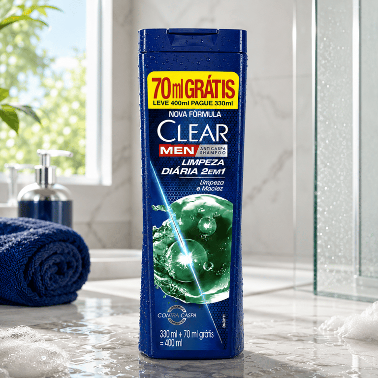 Shampoo Anticaspa Limpeza Diária 2 em 1 Clear Men Leve 400ml Pague 330ml