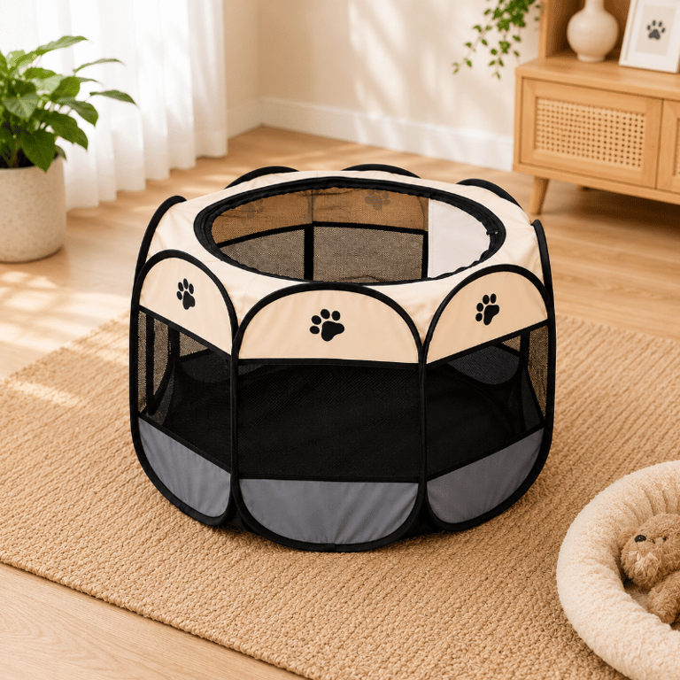 Cercado Dobrável Portátil Para Cães E Gatos 64x64x46cm