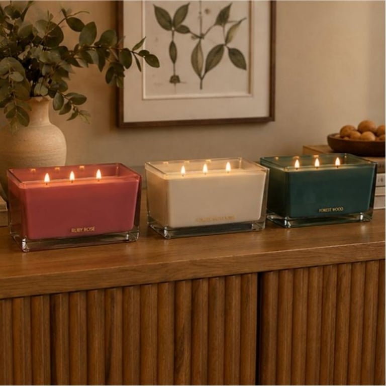 Vela Aromática Decorativa com 3 Pavios florest wood 20 cm