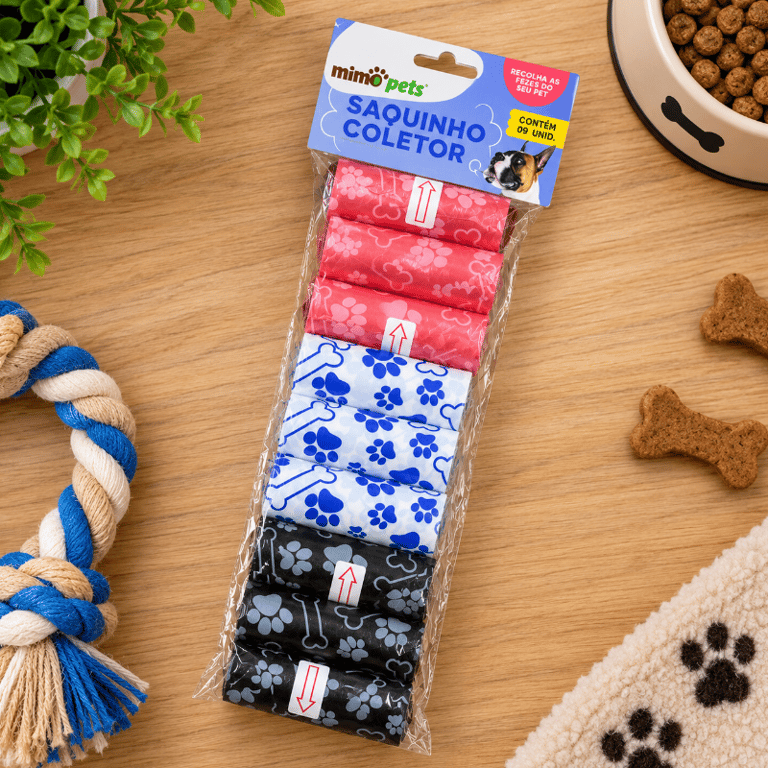 Kit Saquinho Coletor Higiênico Para Cães Com 9 Rolos