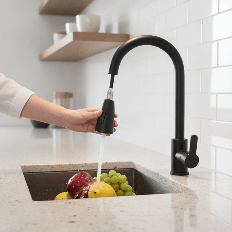 Torneira De Cozinha Gourmet Misturador Monocomando Preta Com Ducha Extensível
