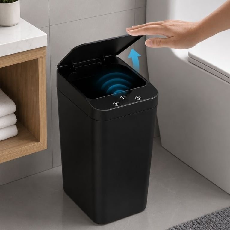Lixeira Inteligente 13 Litros Preta com Sensor de Movimento e Botão