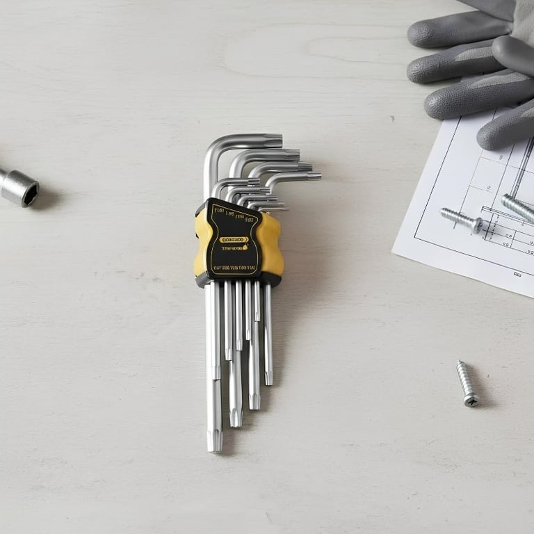 Kit Jogo De Chaves Torx Longas Com 9 Unidades Para Uso Profissional