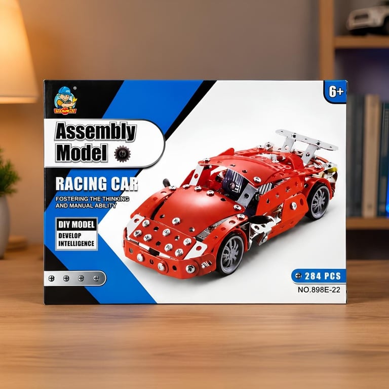 Brinquedo De Montar Metal Carro Corrida 284 Peças