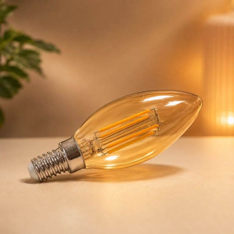 Lâmpada Vela Lisa Filamento Led Âmbar Bocal E14 2200K 4W
