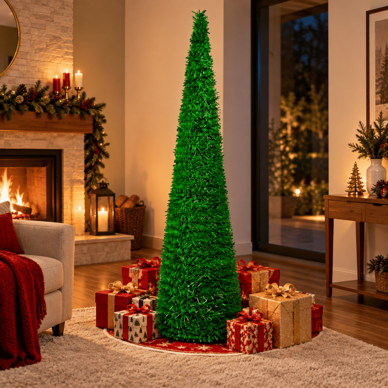 Árvore De Natal Telescópica 1,5M Verde Com Base Desmontável