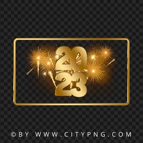 Golden Fireworks 2023 Card Transparent Background