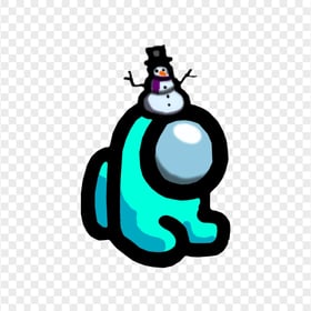 HD Cyan Among Us Mini Crewmate Baby With Snowman Hat PNG