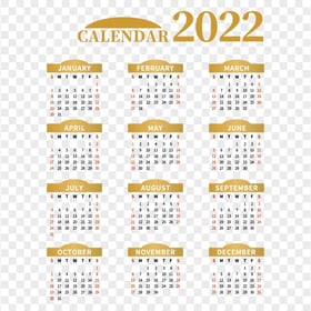 HD Gold 2022 Calendar Transparent PNG