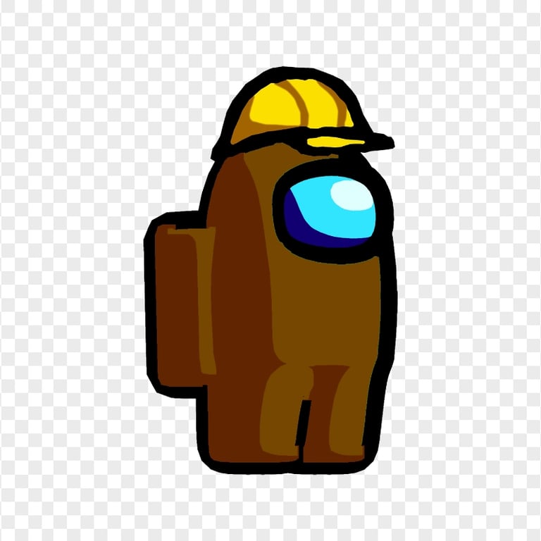 HD Brown Among Us Character With Hard Hat PNG