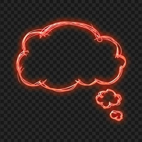 Red Glowing Neon Cloud Sketch PNG