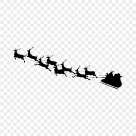 HD Santa Reindeer Black Silhouette Transparent Background